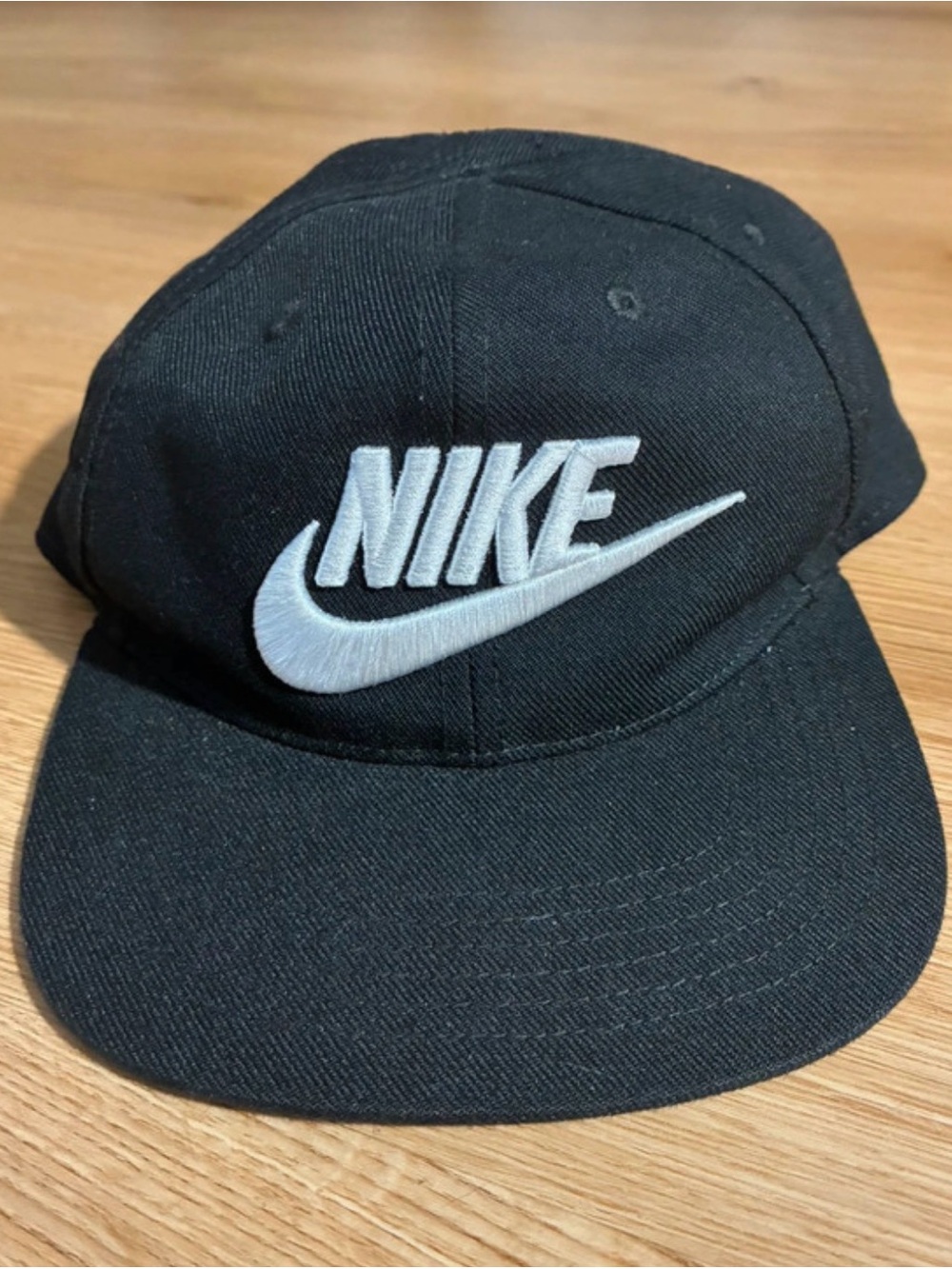 Nike Black Baseball Cap with White Embroidered Swoosh boys